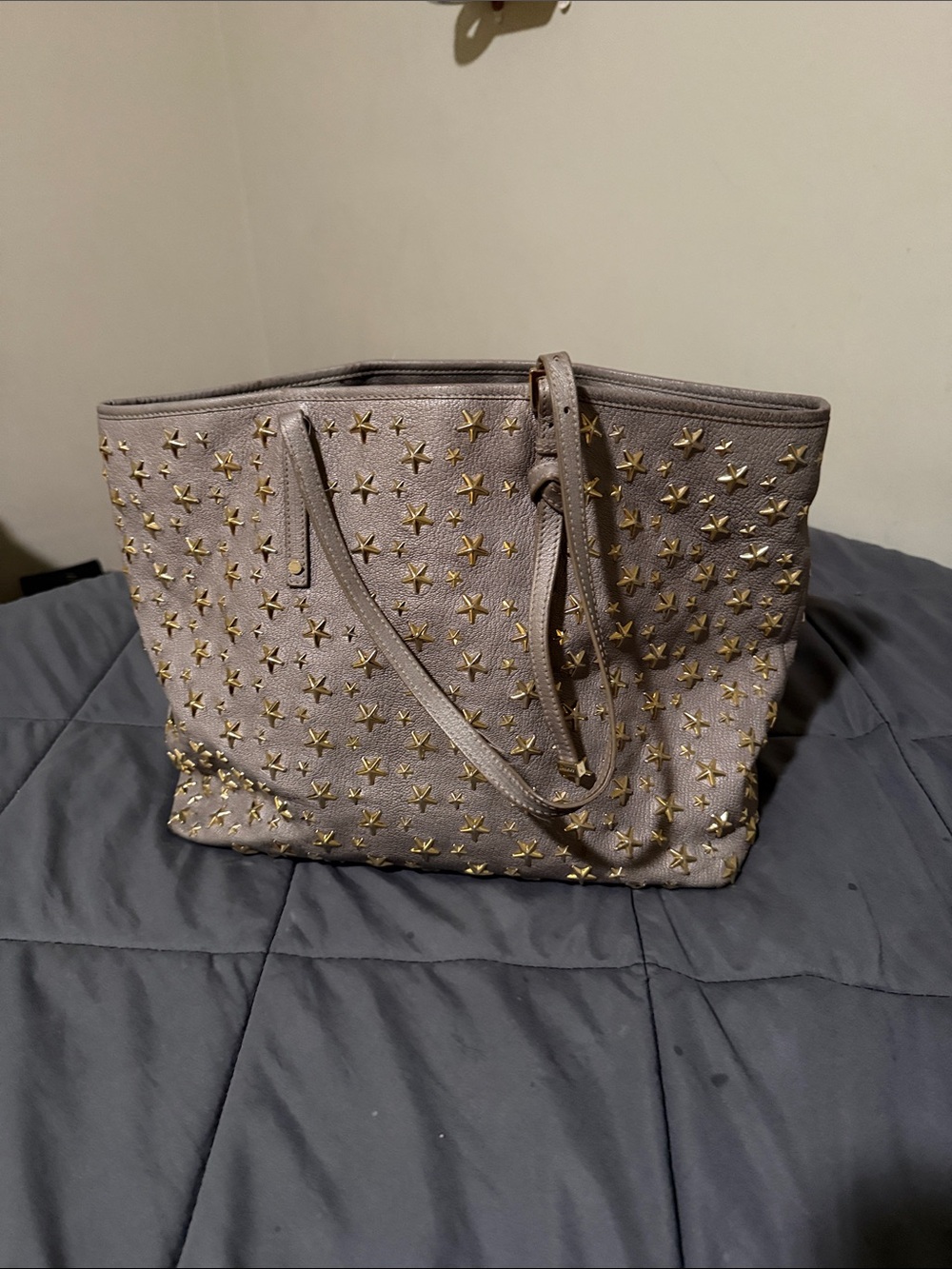 Jimmy Choo Large Studded Taupe Tote Bag with Gold Stars - Women Bags